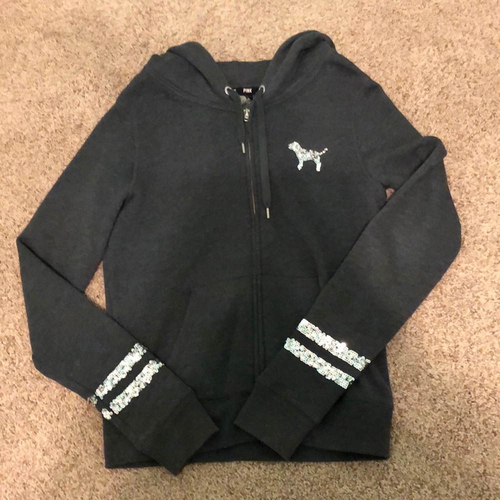 VS PINK Sequin Zip Up Hoodie